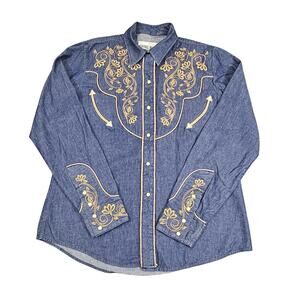 RAFAEL AMAYA WOMEN'S WESTERN DENIM SHIRT - SIZE M - SIERRA INDIGO EMBROIDERED
